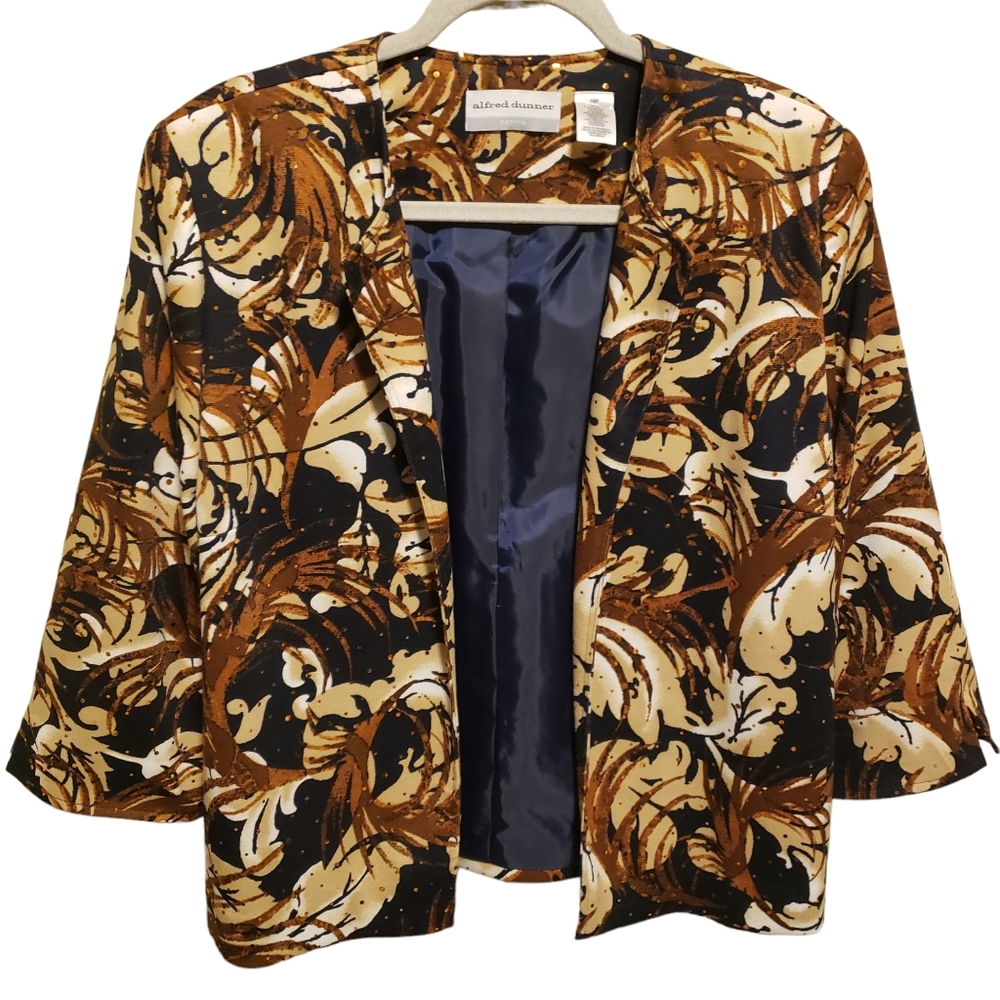 Vintage Alfred Dunner Women's Leaf Print Blazer Size 16P
